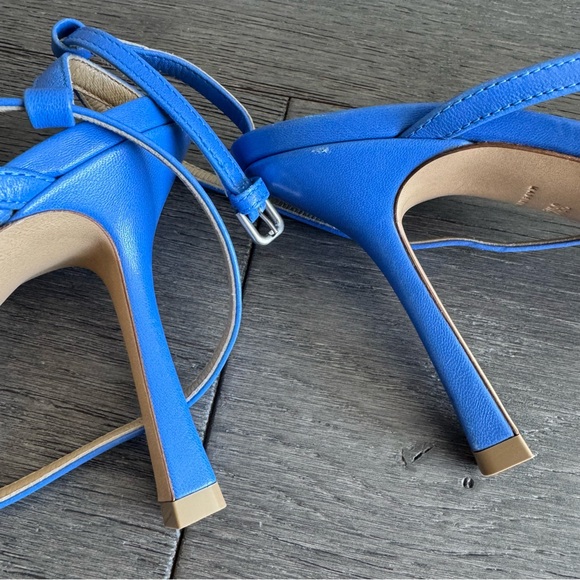 Bottega Veneta Blue Strappy Square-Toe Heeled Sandals - Picture 2 of 6